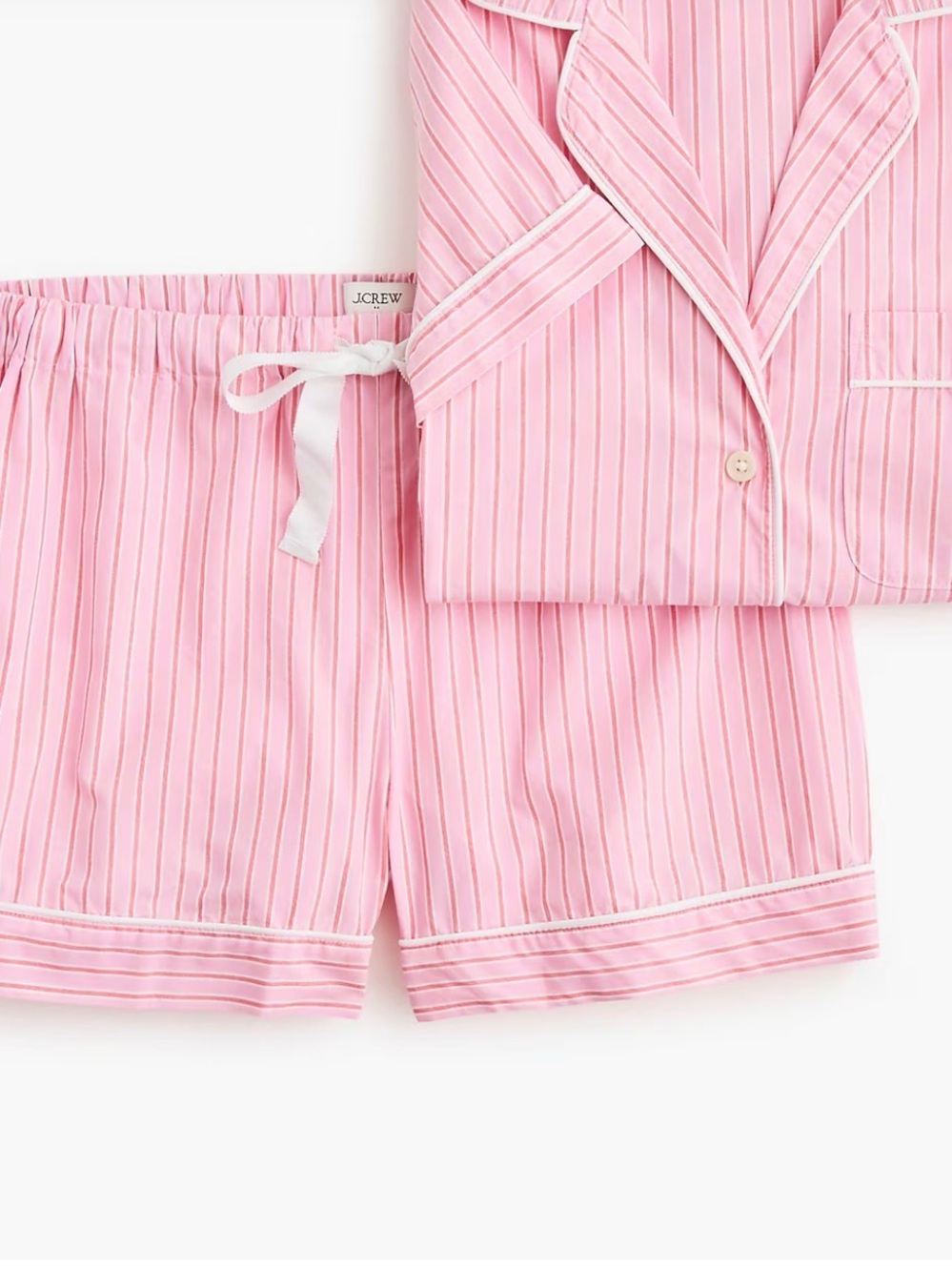 J. Crew Factory Pink and White Striped Cotton Pajama Set